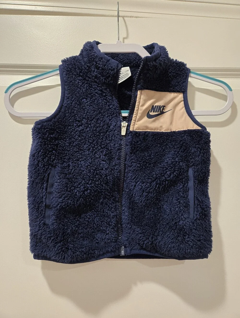 Nike Toddler Boys Teddy Fleece Vest Full Zip Swoosh Logo Navy - Size 2T